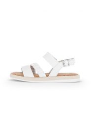 Gabor Skórzane sandały w kolorze bialym rozmiar: 40. Białe sandały damskie Gabor, bez wzorów, ze skóry, z otwartym noskiem, bez obcasa, bez zapięcia. Za 143.22 zł.