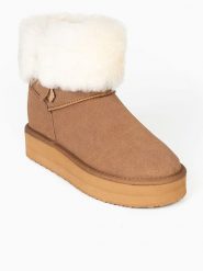 Gooce Skórzane botki zimowe "Whitney" w kolorze jasnobrązowym rozmiar: 39. Brązowe botki damskie Gooce, na zimę, ze skóry, bez obcasa, na platformie, bez zapięcia. Za 289.45 zł.