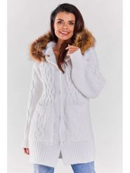 Awama Kardigan w kolorze białym rozmiar: onesize. Białe kardigany damskie Awama, bez wzorów, ze splotem. Za 279.99 zł.
