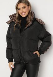 Czarna Dwustronna Kurtka Puffer z Odpinanym Kapturem i Kieszeniami Erisaria. Czarne kurtki damskie Born2be, l, bez wzorów, z jeansu. Za 229.99 zł.