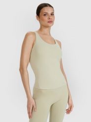 4F Top do jogi i pilatesu slim szybkoschnący damski - zielony XL. Zielone koszulki sportowe damskie 4F, xl, bez wzorów, z dzianiny, bez ramiączek, na fitness i siłownię. W wyprzedaży za 79.99 zł.