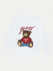 Guess Bluzka L5RI32 K8HM4 Biały Regular Fit. Białe t-shirty i koszulki chłopięce Guess, z aplikacjami, z bawełny, bez kołnierzyka, bez ramiączek. Za 159.99 zł.