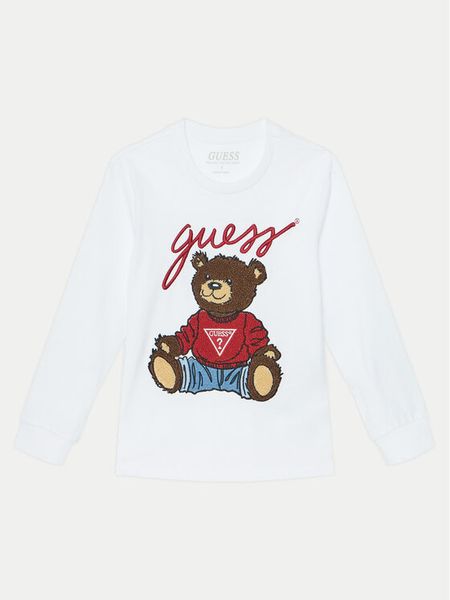 Guess Bluzka L5RI32 K8HM4 Biały Regular Fit. Białe t-shirty i koszulki chłopięce Guess, z aplikacjami, z bawełny, bez kołnierzyka, bez ramiączek. Za 159.99 zł.