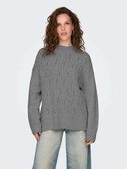 ONLY Sweter w kolorze szarym rozmiar: XL. Szare swetry klasyczne damskie Only, xl, ze splotem, bez kołnierzyka. Za 87.81 zł.