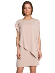 Stylove Sukienka w kolorze beżowym rozmiar: XXL. Brązowe sukienki damskie Stylove, bez wzorów, bez ramiączek. Za 280.45 zł.