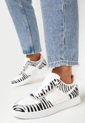 Biało-Czarne Sneakersy przed Kostkę Edoardo. Białe obuwie sportowe damskie Born2be, przed kostkę, bez zapięcia. Za 84.99 zł.