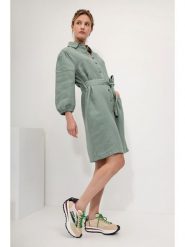Josephine & Co Lniana sukienka "Giulio" w kolorze zielonym rozmiar: 36. Zielone sukienki damskie Josephine & Co, bez wzorów, ze lnu, bez ramiączek. Za 286.84 zł.