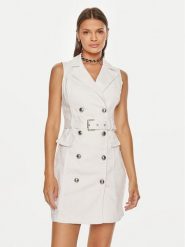 Guess Sukienka koktajlowa W4YK92 D5EZ0 Biały Slim Fit. Białe sukienki damskie Guess, z aplikacjami, z bawełny, wizytowe, bez ramiączek. Za 359.99 zł.
