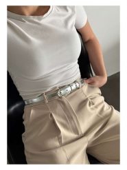 Lucky Bees Pasek w kolorze srebrnym - dł. 100 cm rozmiar: onesize. Szare paski damskie Lucky Bees, bez wzorów, z materiału. Za 30.99 zł.