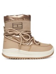 Tommy Hilfiger Śniegowce Snow Boot T3A5-34052-1474 S Beżowy. Brązowe kozaki dziewczęce Tommy Hilfiger, bez wzorów, ze skóry, bez obcasa, bez zapięcia. Za 489.99 zł.