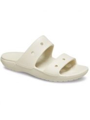 Crocs Klapki "Classic" w kolorze kremowym rozmiar: 48/49. Brązowe klapki damskie Crocs, bez wzorów, z otwartym noskiem, bez obcasa, bez zapięcia. Za 81.45 zł.