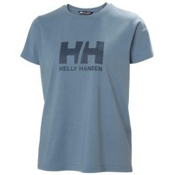 Koszulka damska Helly Hansen Logo 3.0. Niebieskie koszulki damskie Helly Hansen, bez wzorów, bez ramiączek. W wyprzedaży za 139.40 zł.