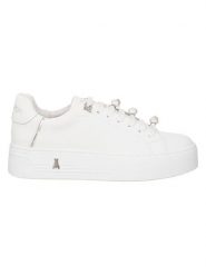 Patrizia Pepe Skórzane sneakersy w kolorze białym rozmiar: 39. Białe obuwie sportowe damskie Patrizia Pepe, bez zapięcia. Za 590.20 zł.
