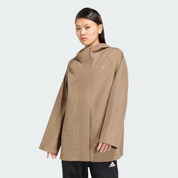 PARKA PRZECIWDESZCZOWA ESSENTIALS. Czarne parki damskie Adidas, l, z materiału, bez kaptura. Za 439.00 zł.