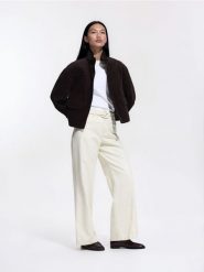 Sztruksowa kurtka oversize - brązowy. Brązowe kurtki damskie Reserved, l, bez wzorów, z bawełny, bez kaptura. Za 159.99 zł.