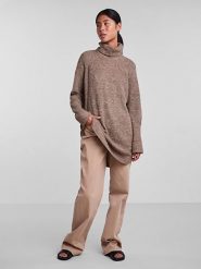 Pieces Sweter w kolorze jasnobrązowym rozmiar: XL. Brązowe golfy damskie Pieces, xl, z wełny, bez kołnierzyka. Za 96.60 zł.