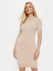 Guess Sukienka dzianinowa W3YK39 Z37K0 Beżowy Slim Fit. Brązowe sukienki damskie Guess, z aplikacjami, z dzianiny, bez ramiączek. Za 669.99 zł.