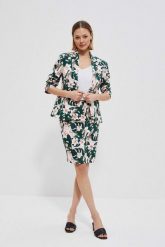 Marynarka z roślinnym printem. Zielone marynarki i żakiety damskie MOODO, m, bez wzorów, z bawełny, biznesowe. W wyprzedaży za 53.99 zł.