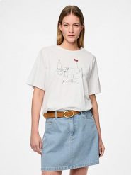 Pieces Koszulka "Signe" w kolorze białym rozmiar: XS. Białe bluzki damskie Pieces, xs, bez wzorów, z bawełny, bez kołnierzyka, bez ramiączek. Za 48.28 zł.