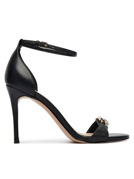 Guess Sandały FLJKAB LEA03 Czarny. Czarne sandały damskie Guess, z aplikacjami, ze skóry, bez obcasa, na szpilce, bez zapięcia. Za 579.99 zł.