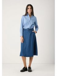 More & More Spódnica dżinsowa w kolorze niebieskim rozmiar: 42. Niebieskie spódnice damskie More & More, bez wzorów, z tkaniny, midi. Za 201.08 zł.