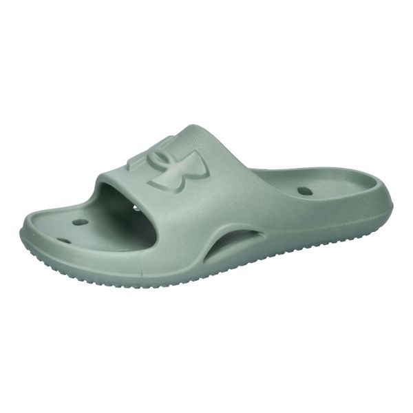 Klapki damskie Under Armour Locker V. Zielone klapki damskie Under Armour, bez wzorów, bez obcasa, bez zapięcia. Za 160.50 zł.