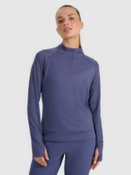 4F Bluza do biegania regular szybkoschnąca damska - granatowa S. Niebieskie bluzy damskie 4F, s, bez wzorów, z materiału, bez kaptura. Za 199.99 zł.
