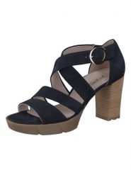 Paul Green Skórzane sandały w kolorze granatowym na obcasie rozmiar: 40,5. Niebieskie sandały damskie Paul Green, bez wzorów, z nubiku, z otwartym noskiem, bez obcasa, na koturnie, bez zapięcia. Za 200.60 zł.