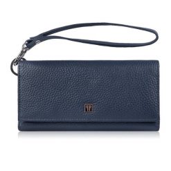Duży portfel damski skórzany granatowy z miejscem na telefon kopertówka Paolo Peruzzi T-141-NV. Niebieskie portfele damskie PAOLO PERUZZI, bez wzorów, ze skóry. Za 89.00 zł.