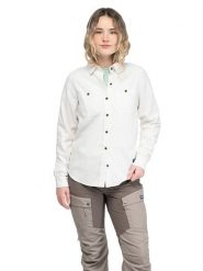 Bergans Koszula flanelowa "Nordmarka" - Relaxed fit - w kolorze białym rozmiar: S. Białe koszule damskie Bergans, s, bez wzorów, z bawełny, bez kołnierzyka, bez ramiączek. Za 232.23 zł.