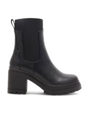 DeeZee Botki PEGGY WS2022-01 Czarny. Czarne botki damskie DeeZee, z syntetyku, bez obcasa, na słupku, bez zapięcia. Za 89.99 zł.