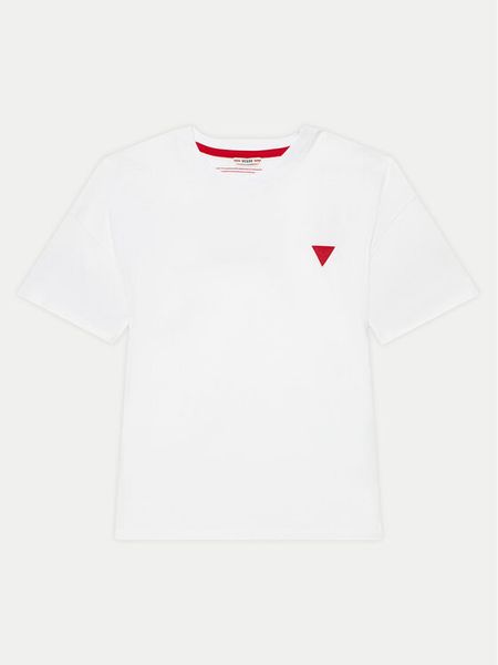 Guess T-Shirt L4YI08 K8HM4 Biały Oversize. Białe t-shirty i koszulki chłopięce Guess, z aplikacjami, z bawełny, bez kołnierzyka, bez ramiączek. Za 59.99 zł.