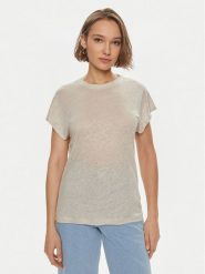 Calvin Klein T-Shirt K20K207260 Beżowy Relaxed Fit. Brązowe t-shirty damskie Calvin Klein, m, bez wzorów, ze lnu, bez kołnierzyka. Za 209.99 zł.