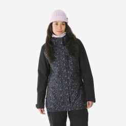Kurtka narciarska i snowboardowa damska Quechua 500 long. Czarne kurtki damskie DREAMSCAPE, na zimę, l, bez wzorów, z materiału, bez kaptura. Za 299.99 zł.