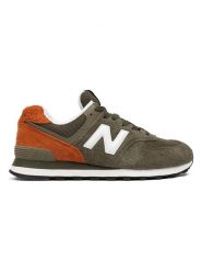 New Balance Skórzane sneakersy "574" w kolorze oliwkowo-pomarańczowym rozmiar: 40. Brązowe obuwie sportowe damskie New Balance, bez zapięcia. Za 320.71 zł.