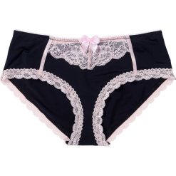 Figi "panty" bonprix czarno-ecru. Czarne bokserki damskie bonprix, w koronkowe wzory, z koronki. Za 29.99 zł.
