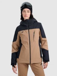 4F Kurtka narciarska membrana 8000 damska - brązowa XXL. Brązowe kurtki sportowe damskie 4F, na zimę, m, bez wzorów, bez kaptura. Za 599.99 zł.