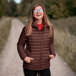 Kurtka damska puchowa lekka Alpinus Kiruna. Brązowe kurtki damskie Alpinus, na jesień, m, bez wzorów, z materiału, z kapturem. Za 399.00 zł.