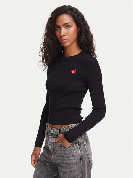 HUGO Sweter Sarpha 50554317 Czarny Slim Fit. Czarne swetry klasyczne damskie Hugo, m, bez kołnierzyka. Za 619.99 zł.