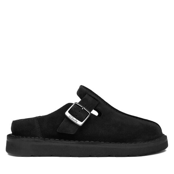 Klapki Clarks. Czarne klapki damskie Clarks, bez wzorów, bez obcasa, bez zapięcia. Za 439.99 zł.