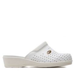 Klapki Scholl. Białe klapki damskie Scholl, bez wzorów, bez obcasa, bez zapięcia. Za 219.99 zł.