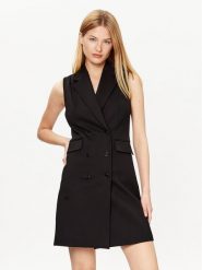 KARL LAGERFELD Sukienka codzienna Punto 231W1312 Czarny Regular Fit. Czarne sukienki damskie KARL LAGERFELD, bez wzorów, z wiskozy, bez ramiączek. Za 1,399.00 zł.
