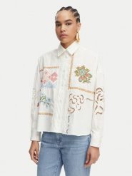 Weekend Max Mara Koszula Fonte 2615111022 Kremowy Relaxed Fit. Białe koszule damskie Weekend Max Mara, bez wzorów, z bawełny, bez kołnierzyka, bez ramiączek. Za 1,309.00 zł.