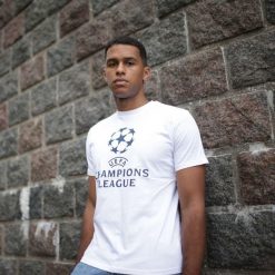 Koszulka UEFA Champions League. Białe koszulki damskie CHAMPIONS LEAGUE, xl, bez wzorów, z bawełny, bez kołnierzyka, bez ramiączek. Za 139.99 zł.