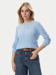 Tommy Hilfiger Sweter WW0WW43586 Niebieski jasny Regular Fit. Niebieskie swetry klasyczne damskie Tommy Hilfiger, m, z wełny, bez kołnierzyka. Za 551.99 zł.