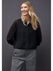 Street One Bluzka w kolorze czarnym rozmiar: 38. Czarne bluzki damskie Street One, bez wzorów, street, bez kołnierzyka, bez ramiączek. Za 104.64 zł.