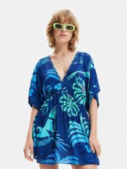 Desigual Sukienka letnia 23SWMW18 Granatowy Regular Fit. Niebieskie sukienki damskie Desigual, bez wzorów, z wiskozy, bez ramiączek. Za 249.99 zł.