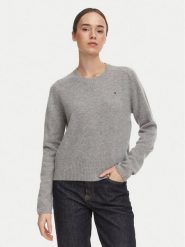 Tommy Hilfiger Sweter WW0WW51432 Szary ciemny Regular Fit. Szare swetry klasyczne damskie Tommy Hilfiger, l, z wełny, bez kołnierzyka. Za 649.99 zł.