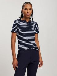 Cross Jeans Koszulka w kolorze granatowo-białym rozmiar: S. Białe bluzki damskie Cross Jeans, s, bez wzorów, z jeansu, bez kołnierzyka, bez ramiączek. Za 48.28 zł.