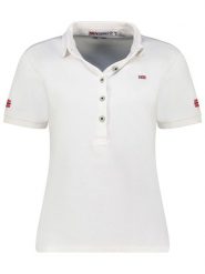 Geographical Norway Koszulka polo "Kars" w kolorze białym rozmiar: XL. Białe bluzki damskie Geographical Norway, xl, bez wzorów, z bawełny, bez kołnierzyka, bez ramiączek. Za 79.03 zł.